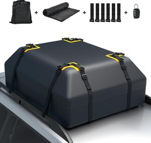 Costway Borsa per tetto auto da 0,4m³, Borsa impermeabile per tutti i veicoli con tappetino antiscivolo Nero 83x112x43cm