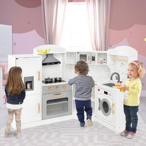 Costway Cucina giocattolo d'angolo per bambini con macchina di ghiaccio, Cucina giocattolo con microonde e forno