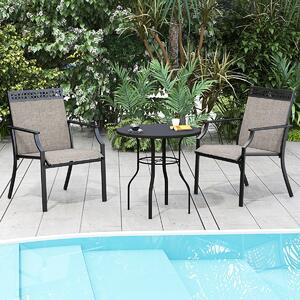 Costway Set di 2 sedie da pranzo per giardino con schienale alto tessuto a rapida asciugatura, Sedie da esterno Caffè