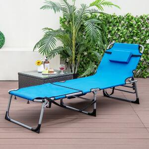 Costway Sedia a sdraio pieghevole da esterno con 5 posizioni regolabili foro per viso, Lettino prendisole portatile Blu