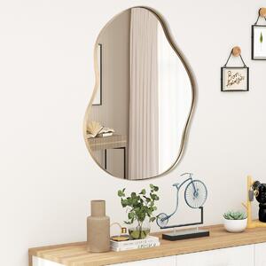 Costway Specchio da parete asimmetrico con base posteriore premium da 78x56,5cm, Specchio da parete a forma irregolare Oro