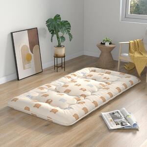 Costway Materasso futon portatile con copertura lavabile sacca da trasporto, Tappeto arrotolabile per pavimento 90cm Marrone