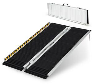 Costway Rampa per carrozzina con piastra di transizione e superficie antiscivolo, Rampa per soglie per gradini 122x74x2cm