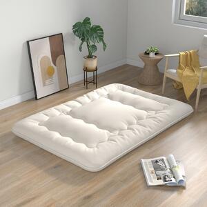 Costway Materasso futon portatile con copertura lavabile sacca da trasporto, Tappeto arrotolabile per pavimento 140cm Beige