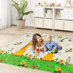 Costway Tappeto gioco per bambini pieghevole con borsa da trasporto, Tappeto per pavimento impermeabile da 200x180cm