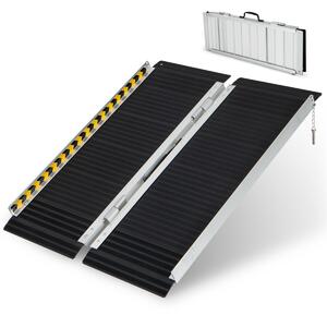 Costway Rampa per carrozzina con piastra di transizione e superficie antiscivolo, Rampa per soglie per gradini 91x74x5,5cm