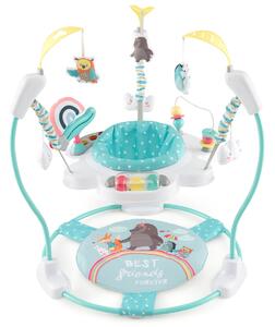 Costway Centro attività per neonati con giocattoli interattivi vassoio musicale, Trottola per bambini regolabile in altezza Bianco e blu
