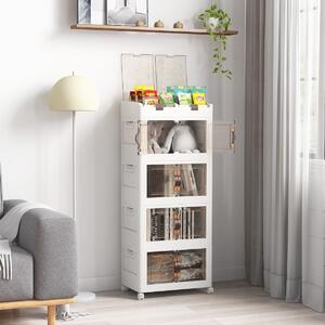 Costway Scatole di stoccaggio pieghevoli con coperchio da 210L, Set da 4 contenitori di plastica impilabili con ruote Bianco