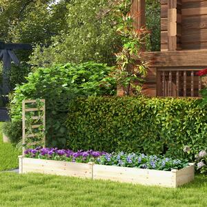 Costway Aiuola da giardino rialzata con fioriera e traliccio, Kit di fioriere in legno per fiori 235x63x102cm Naturale