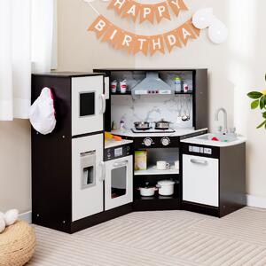 Costway Cucina giocattolo per bambini in legno con lavabo separato suoni e luci divertenti, Set da cucina per giochi Caffè