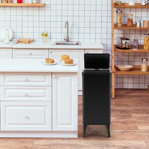 Costway Bidone per la spazzatura in acciaio inossidabile da 50L, Bidone per la raccolta automatico con sensore di movimento Nero