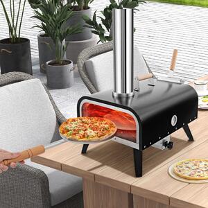 Costway Forno per pizza portatile con pietra per pizza da 30cm, Forno per pizza da esterno in acciaio inossidabile a 3 strati