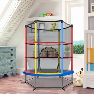 Costway Tappeto elastico per bambini con rete di sicurezza, Tappeto elastico con struttura in acciaio resistente Colorato