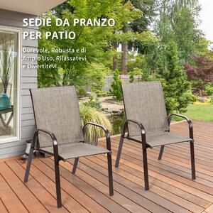 Costway Sedie da giardino per patio con braccioli curvi tessuto facile da asciugare telaio in metallo, Sedie da bistrot Grigio
