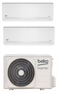 Beko Climatizzatore Dual Split Inverter 9000 + 9000 Btu Condizionatore con Pompa di Calore Classe A++/A+ R32 Wi-Fi (Unit Interna + Unit Esterna) 