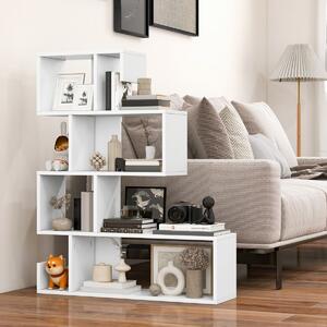 Costway Scaffale a 5 livelli con cubi aperti, Libreria geometrica a mensole con kit antiribaltamento per soggiorno Bianco