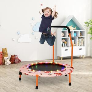 Costway Trampolino per bambini da 92 cm con luci led tappeto rotondo per saltare, Mini trampolino per bambini 3-6 anni Arancione
