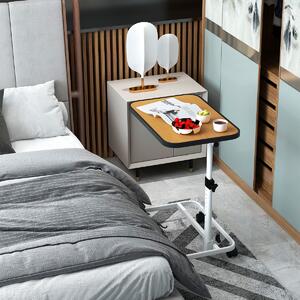 Costway Tavolino con ruote piroettanti altezza regolabile a 9 posizioni piano inclinabile, Tavolino porta PC 61x43,5x93cm Naturale