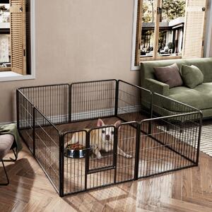Costway Recinto per cani interno o esterno con 8 pannelli altezza 60cm, Recinzione portatile pieghevole in metallo Nero