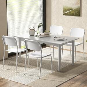 Costway Set di 4 sedie da pranzo moderne, Sedie da cucina accumulabili con schienale inclinato e gambe metalliche Bianco