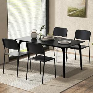 Costway Set di 4 sedie da pranzo moderne, Sedie da cucina accumulabili con schienale inclinato e gambe metalliche Nero