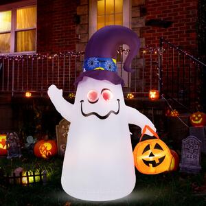 Costway Halloween inflatabile 180cm con jack-o-lantern cappello da strega luce ad effetto specchio infinito, Fantasma carino