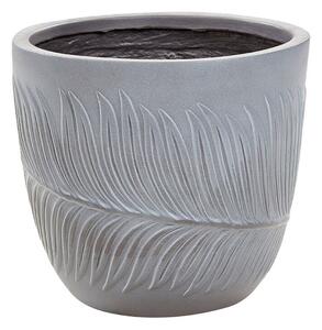 Vaso per piante da esterno in fibra di argilla grigio 28 x 28 x 16 cm Vaso rotondo resistente alle UC Motivo a foglie tradizionale Beliani