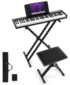 Costway Piano elettronico portatile a 61 tasti semi-pesati con supporto e sgabello, Set completo di pianoforte digitale