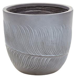 Vaso per piante da esterno in fibra di argilla grigio 35 x 35 x 33 cm Vaso rotondo resistente alle UC Motivo a foglie tradizionale Beliani