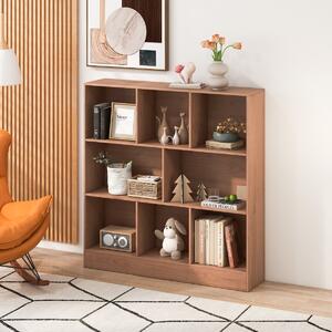 Costway Libreria a 8 cubi con 2 kit anti-ribaltamento, Organizzatore di stoccaggio a 3 ripiani in legno alto 104cm Naturale
