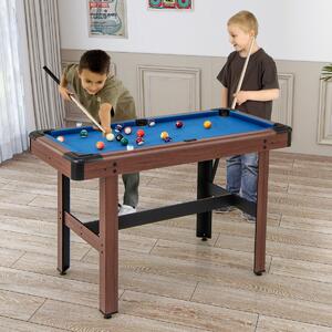 Costway Tavolo da biliardo 122cm con set completo di palline 2 steccette 2 gessi, Tavolo da gioco da biliardo in legno Blu