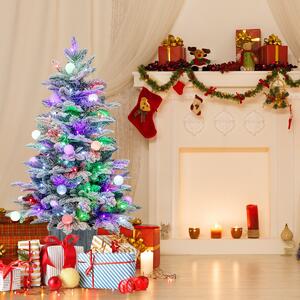 Costway 100cm Albero di Natale artificiale con 148 punte in PVC e PE 80 luci LED colorate, Albero di Natale in vaso per interni