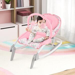 Costway Sdraietta per bambini 2-in-1 con schienale regolabile a 3 livelli e seduta in tessuto removibile, Sdraietta portatile Rosa