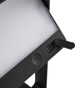 Nordlux Lampada da tavolo LED Saulio, nera, IP44, alluminio, USB, batteria