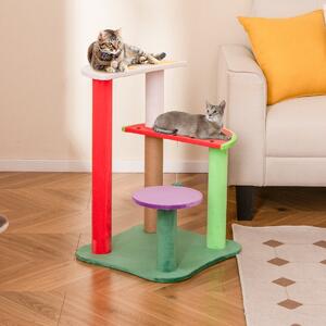 Costway Albero per gatti da 69cm con piattaforme a forma di frutta, Torre per gatti carino con posto per graffiare