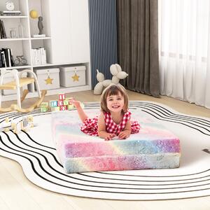 Costway Divano per bambini piccoli con cuscino, Poltrona per bambini che brilla al buio con fodera lavabile Unicorno Arcobaleno