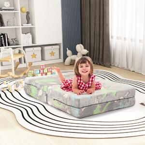 Costway Divano per bambini piccoli con cuscino, Poltrona per bambini che brilla al buio con fodera lavabile Dinosauro Grigio