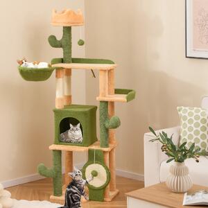 Costway Albero per gatti cactus da 160 CM per gatti da interno, Torre per gatti multi-livello con pali per graffi in sisal