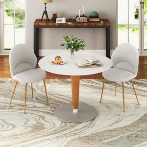 Costway Set di 2 sedie da pranzo con schienale curvo imbottite, Sedie moderne senza braccioli con piedini regolabili Grigio