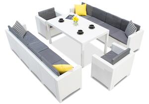 Set composto da due divani grandi in polyrattan Colorado Apetito Max 10 bianco Bica