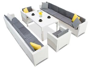 Set composto da due divani grandi in polyrattan Colorado Apetito Max 12 bianco Bica