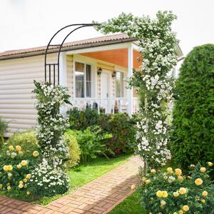 Costway Arco da giardino con graticcio per piante rampicanti, Arco metallico da esterno 153 cm x 240 cm