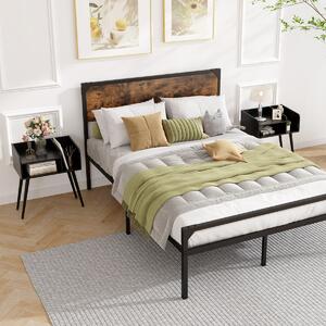 Costway Set di 2 Comodini in stile moderno semplice ma pratico, Tavolini a 2 piani con mensole aperte Nero