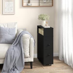 Costway Mobile bagno armadietto stretto per spazi ridotti, Arredo salvaspazio con 2 cassetti Nero