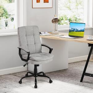 Costway Sedia da ufficio ergonomica regolabile in altezza, Sedia da computer traspirante con ruote Grigio