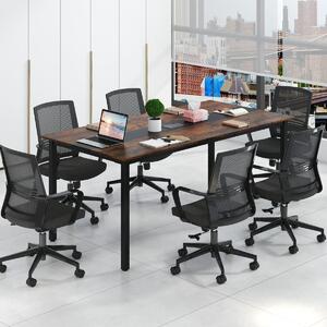 Costway 180 x 90 cm tavolo rettangolare per riunioni, Tavolo da conferenza con sistema di gestione dei cavi per 8 - 10 persone