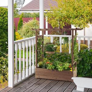 Costway Letto rialzato da giardino con grigliato ad arco, Fioriera in legno da interno esterno Marrone