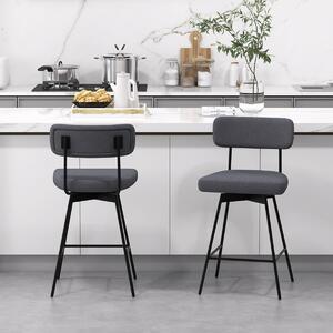 Costway Set 2 sgabelli da bar girevoli 360° con schienale, Poggiapiedi e struttura metallo Grigio