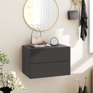 Costway Comodino con cassetti (set da 2), Tavolino da letto da parete con spazio contenitivo Grigio