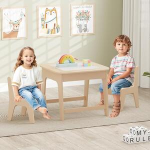 Costway Set tavolo e sedie per bambini, Tavolino bambini con sedie per disegnare leggere mangiare Giallo